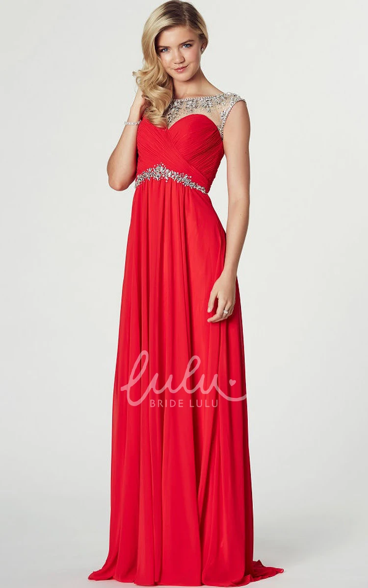 Criss-Cross Sleeveless Sheath Chiffon Prom Dress Modern Formal Gown