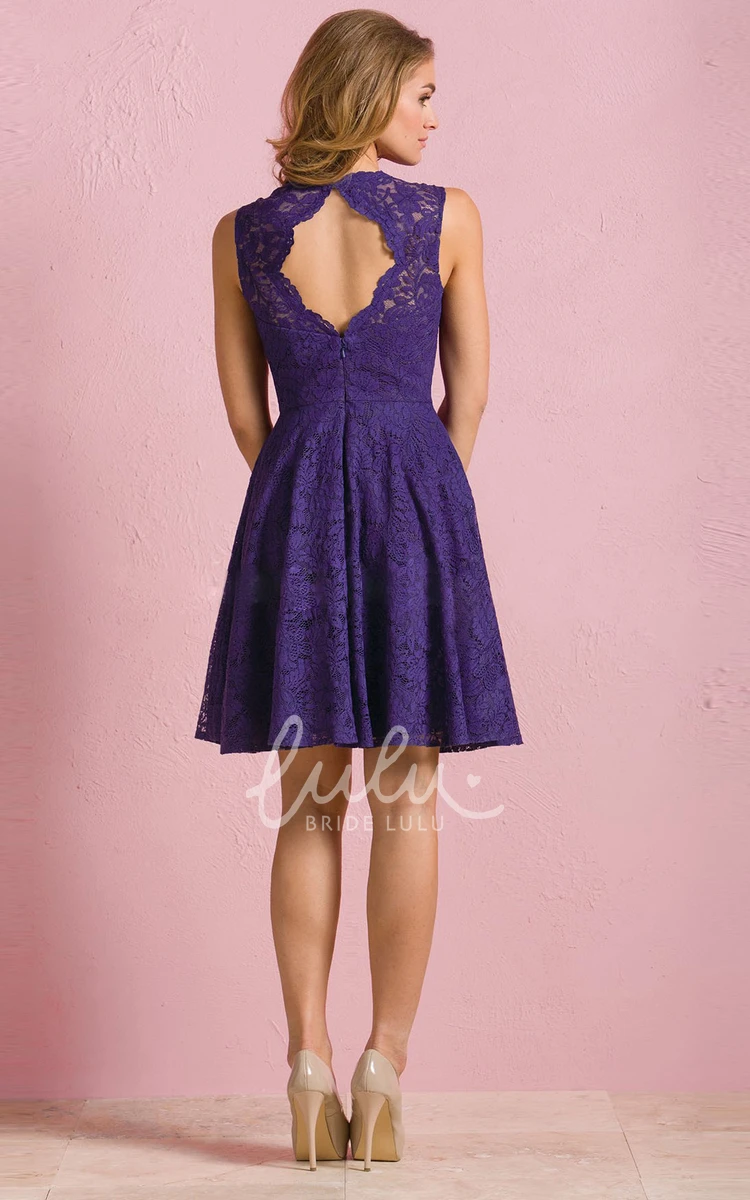 Short Lace V-Neck A-Line Dress Sleeveless & Modern