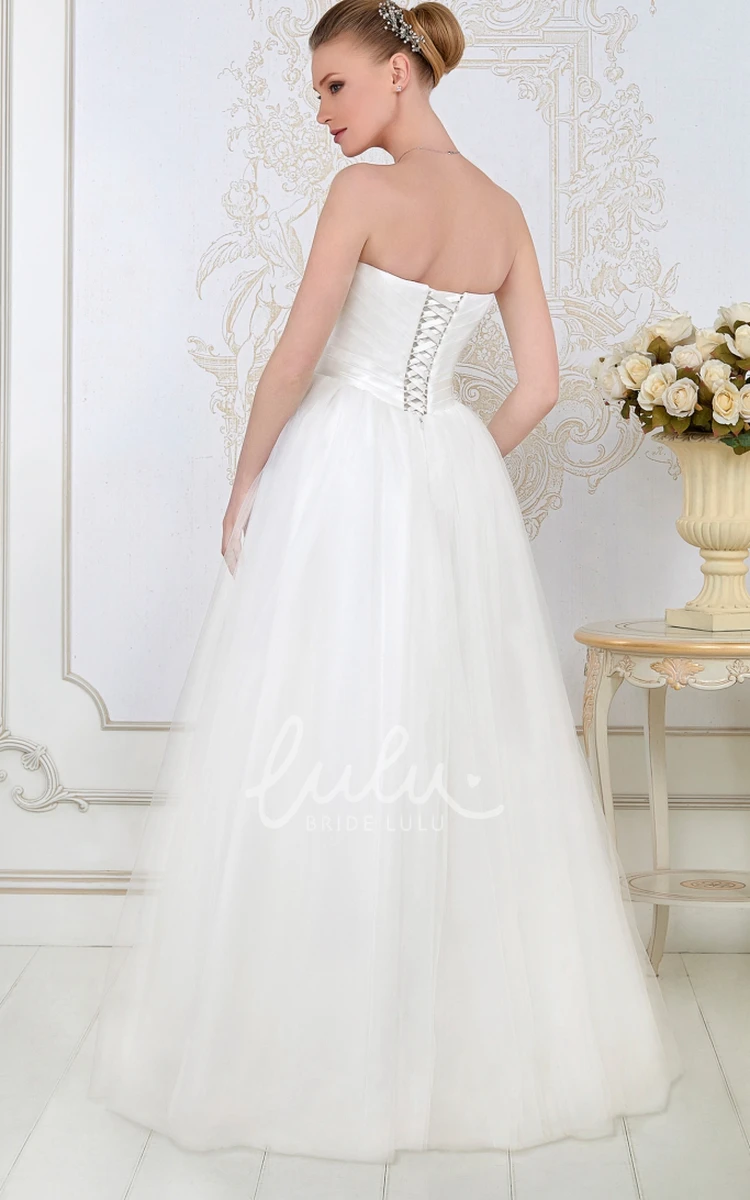 Sweetheart Beaded Tulle Wedding Dress with Bow and Ruching A-Line Maxi