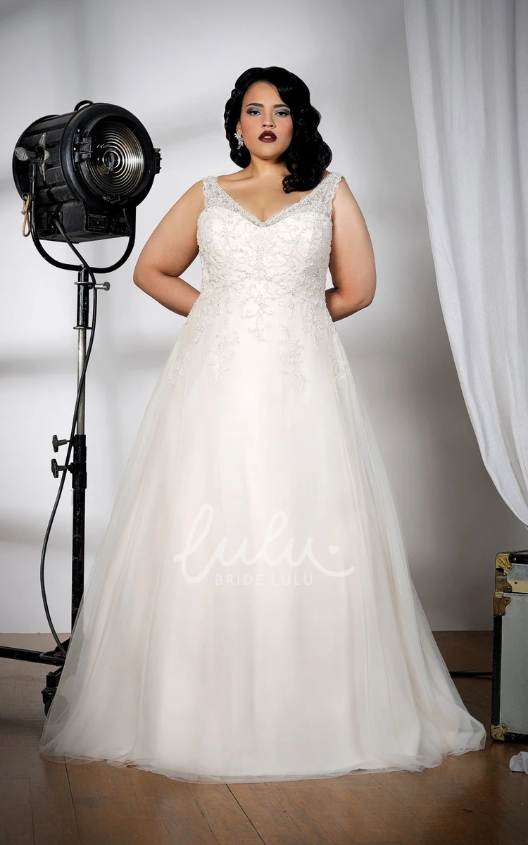 Sleeveless Lace A-Line Bridesmaid Dress With Plunging Neckline and Beading