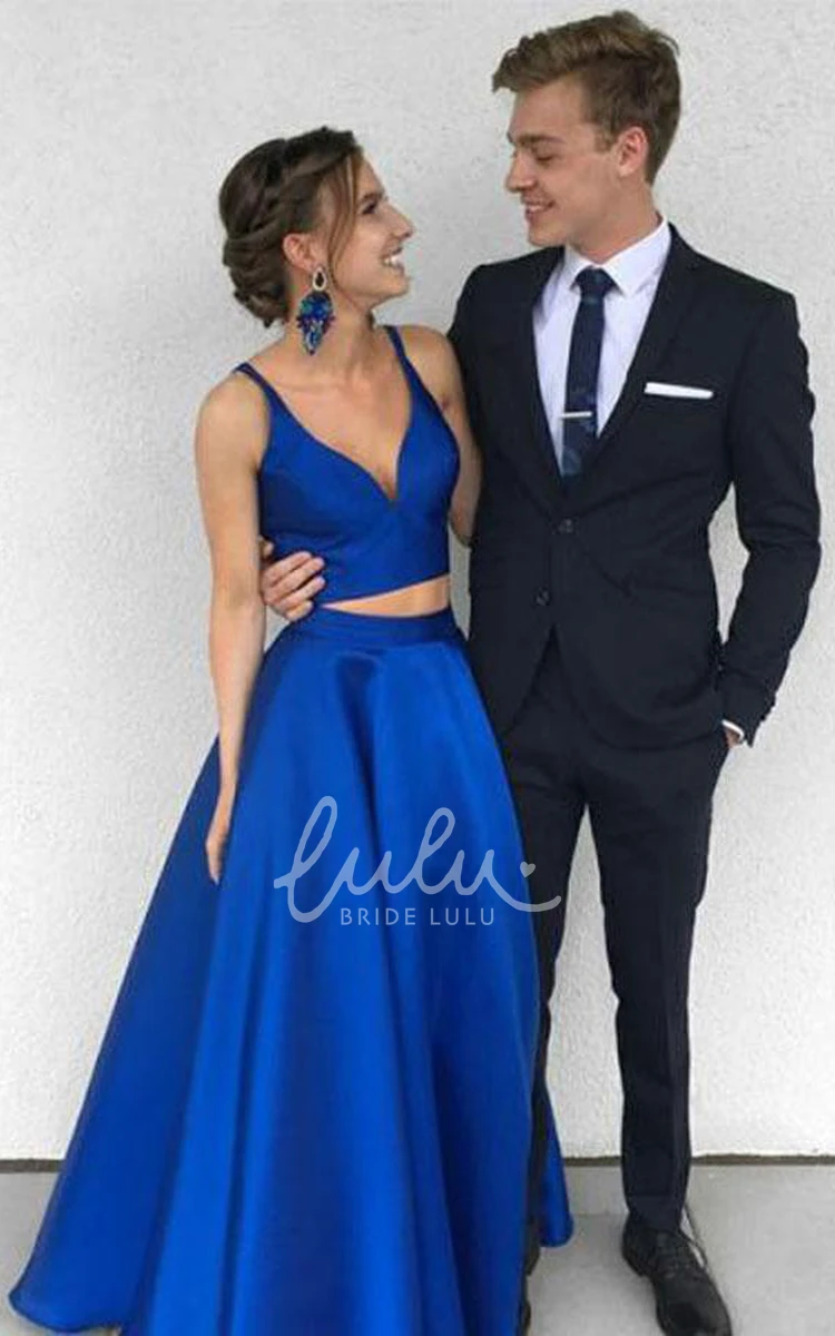 Two Piece Satin A-Line Bridesmaid Dress