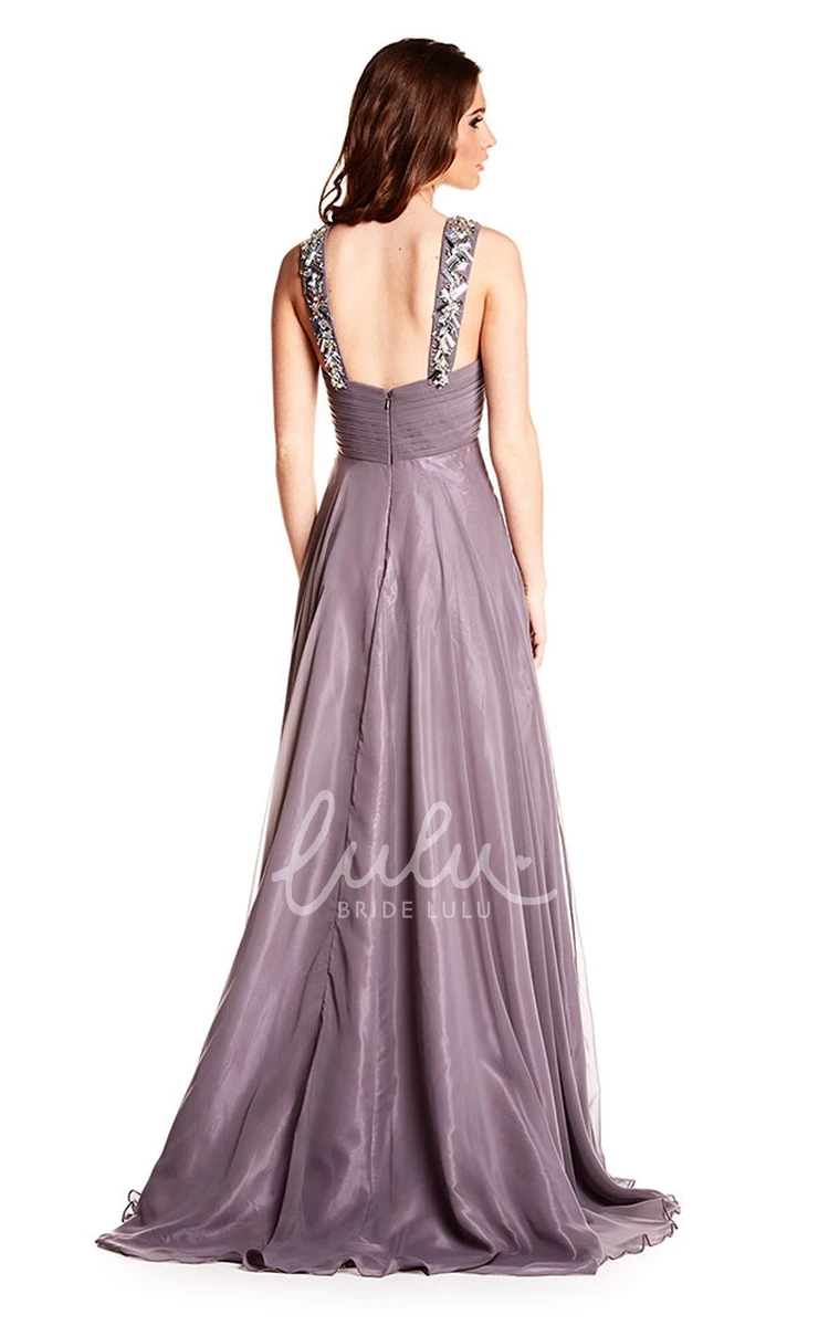 Beaded Strapped Chiffon Prom Dress Floor-Length Sleeveless 2024