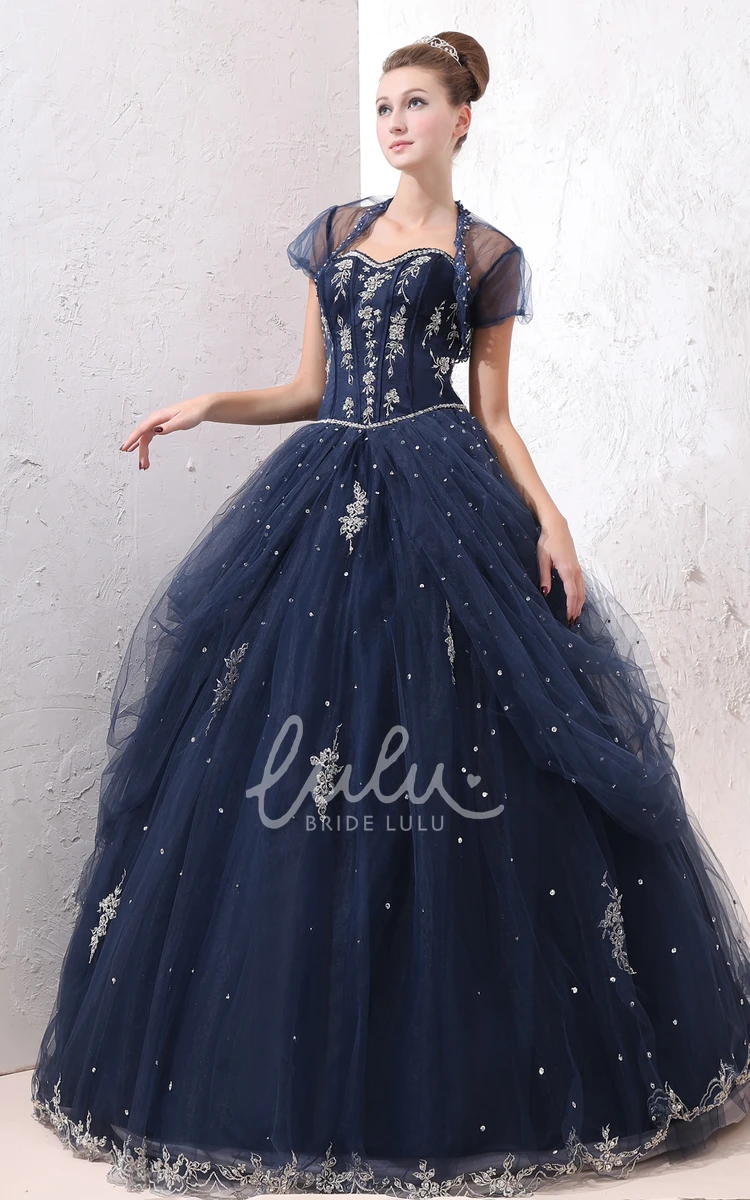 Princess Ball Gown Tulle Prom Dress with Appliques Exquisite Prom Dress