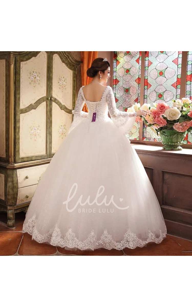 Glamorous Long Sleeve Sequins Lace Wedding Dresses Ball Gown Tulle