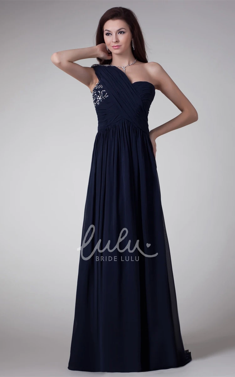 A-Line Chiffon Maxi Formal Dress Crystal Detailing Bridesmaid Dress