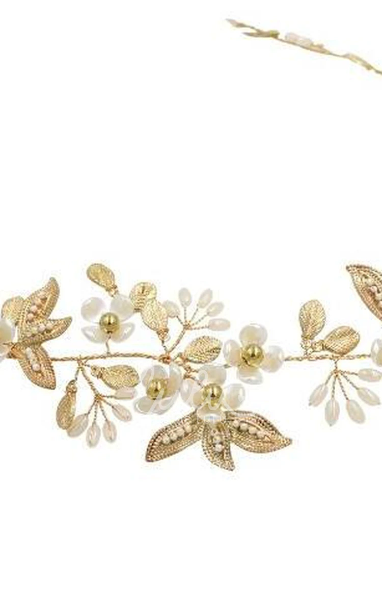 Chic Golden Headbands with Flowers and Leaves