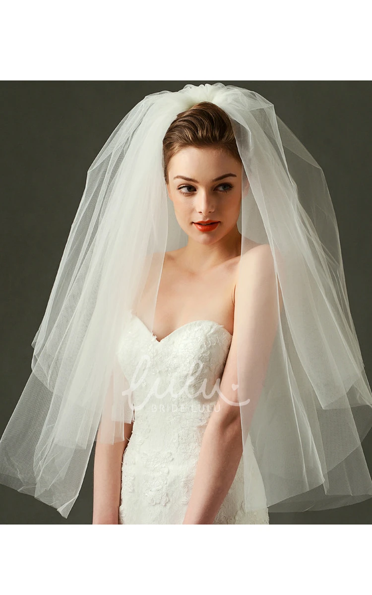 Simple Puffy Tulle Wedding Veil Multi-layer Short Wedding Dress Accessory