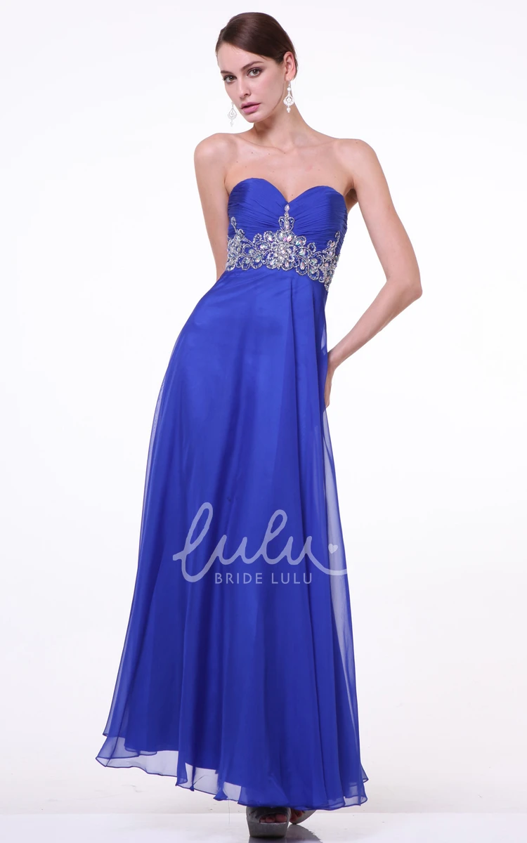 Sweetheart Chiffon Backless Bridesmaid Dress with Ruching and Waist Jewelry