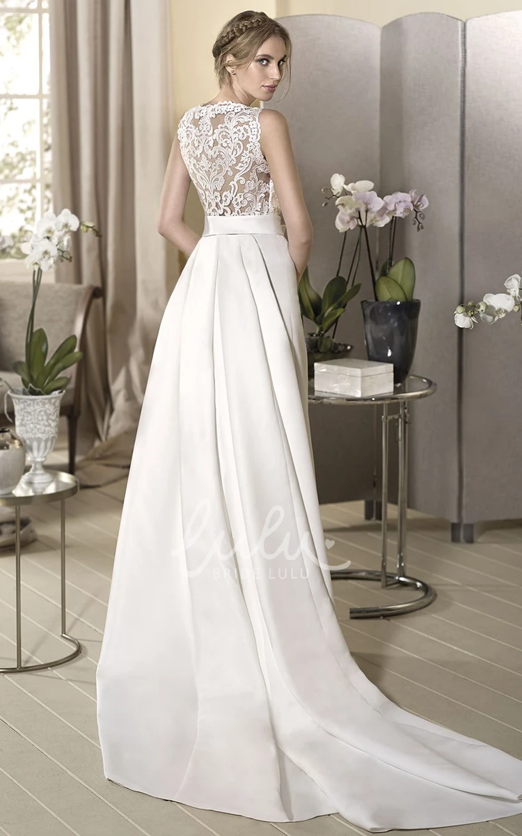 Satin Bateau-Neck Cap-Sleeve Floor-Length Sheath Wedding Dress