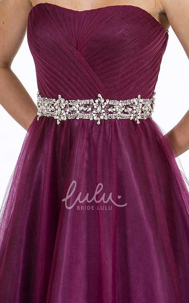 Strapless Maxi Ruched Tulle Prom Dress Classy Tulle Prom Dress with Strapless Neckline and Ruched Bodice