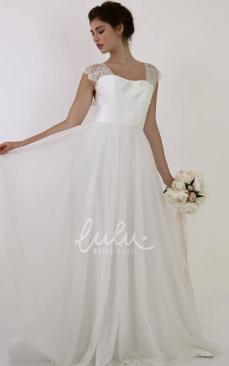 Casual Scoop Tulle Sleeveless Wedding Dress With Bow A-line