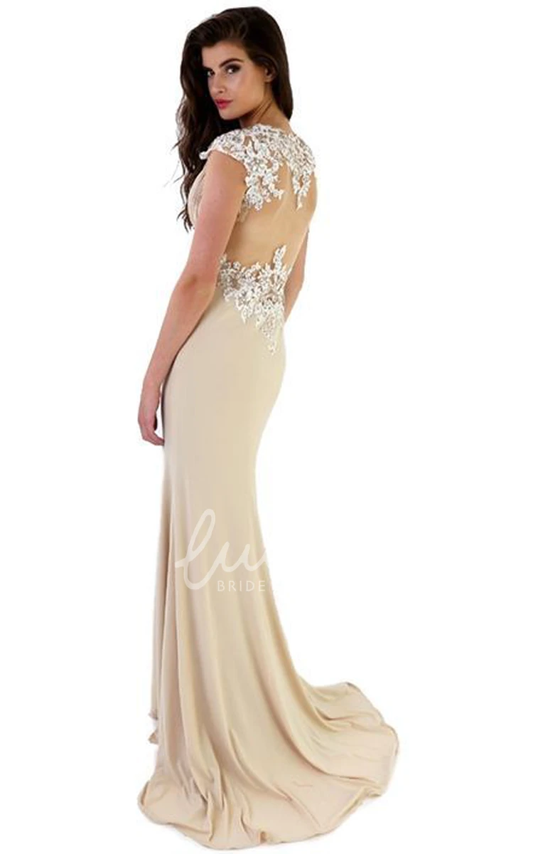 Cap Sleeve V-Neck Chiffon Prom Dress with Split-Front Modern Prom Dress