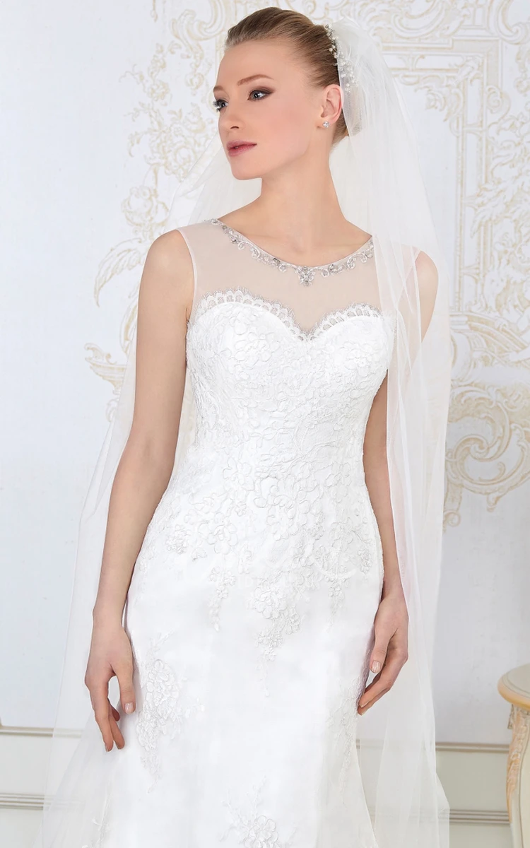 Lace Mermaid Wedding Dress with Scoop Neckline