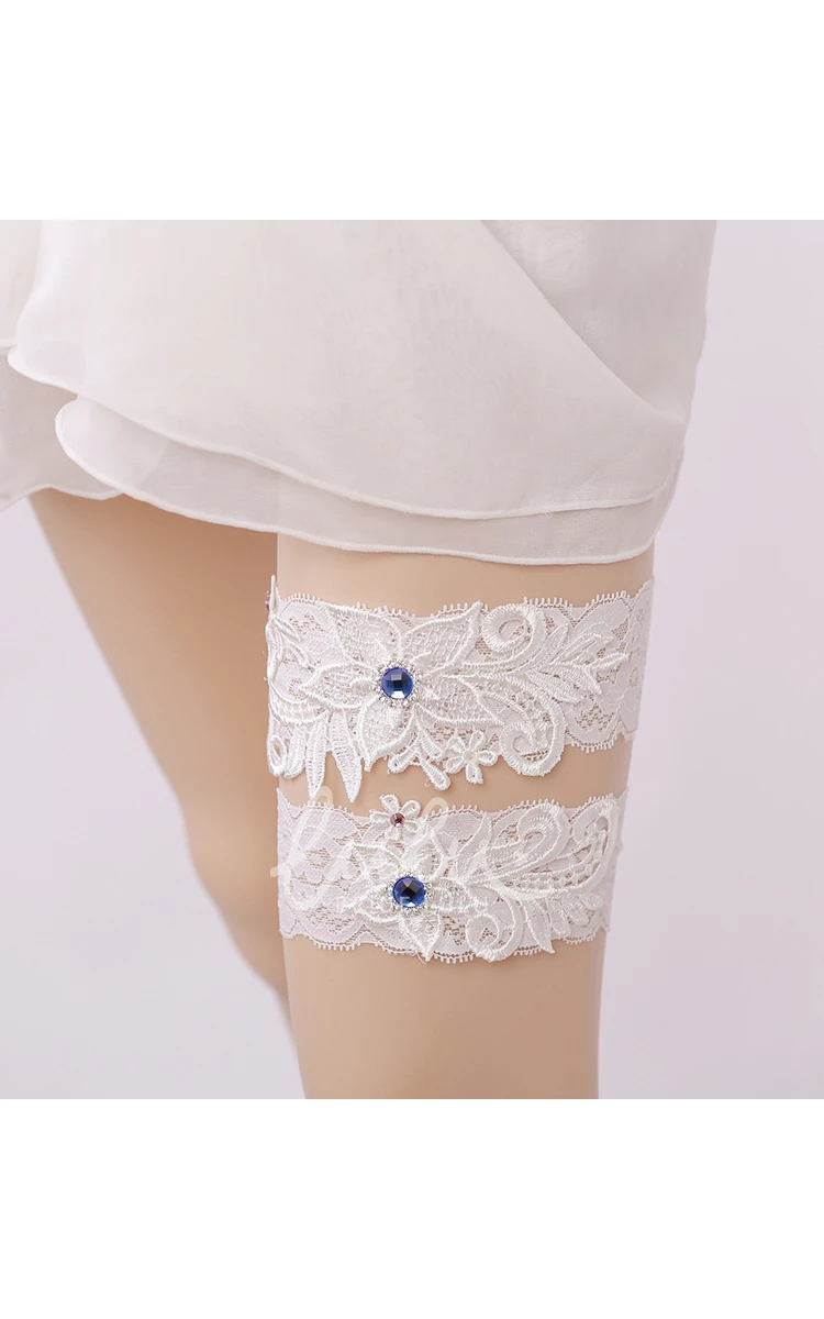 European Lace Bead Two-piece Bridal Garter Belt Wedding Dress 16-23inch Elastic