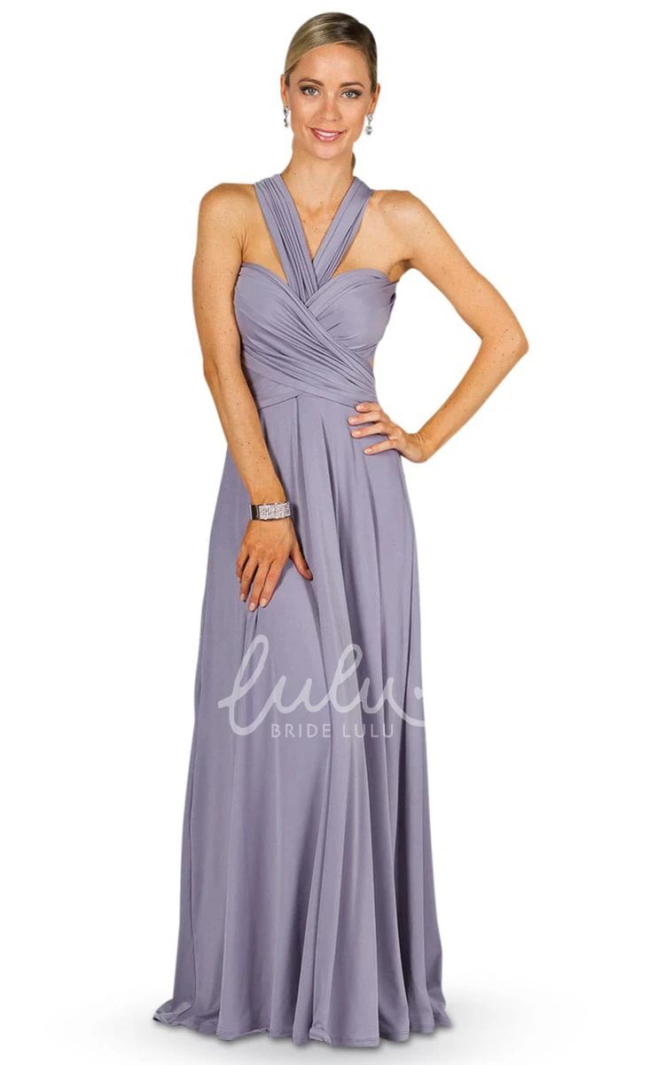 A-Line Floor-Length Haltered Chiffon Bridesmaid Dress Simple and Classy