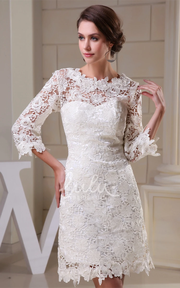 Half Sleeve A-Line Dress with Delicate Appliques