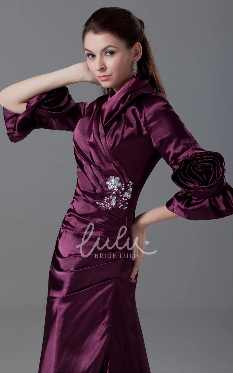 Long-Sleeve Formal Gown with Beading and Flower Modest & Classy