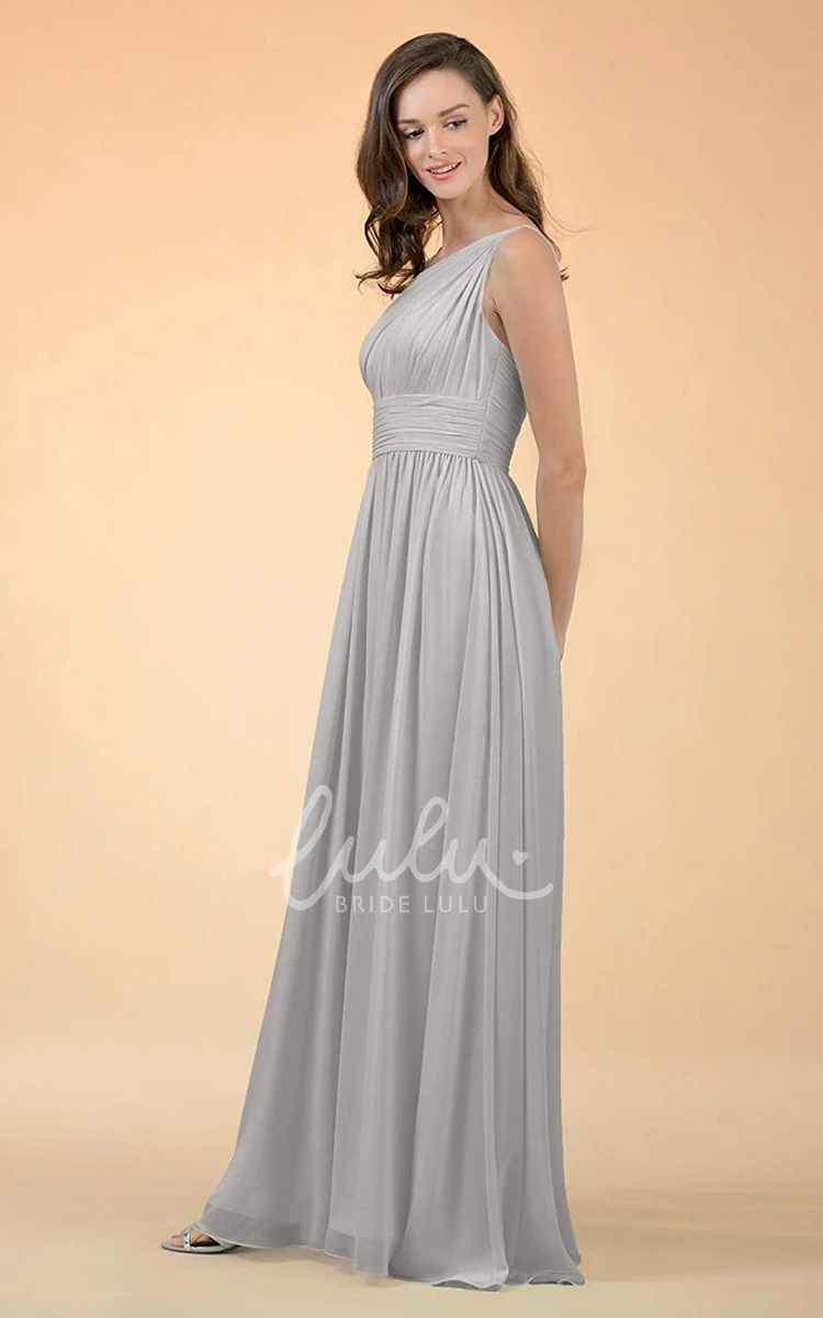 Chiffon One-Shoulder A-Line Bridesmaid Dress with Ruching Simple & Elegant