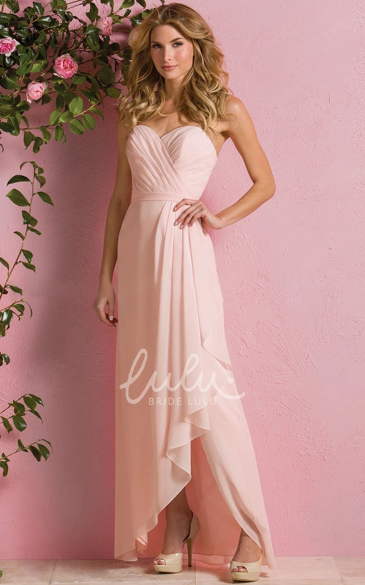 High-Low A-Line Bridesmaid Dress with Ruffles Crisscross Style and Sweetheart Neckline