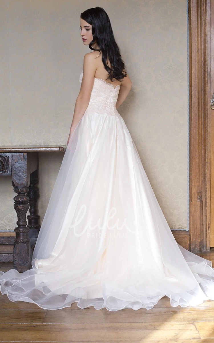 Organza Lace Sweetheart A-Line Wedding Dress Floor-Length Sleeveless