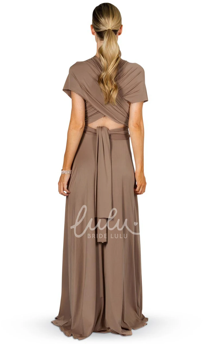 V-Neck Poet Sleeve Chiffon Bridesmaid Dress Ruched and Convertible