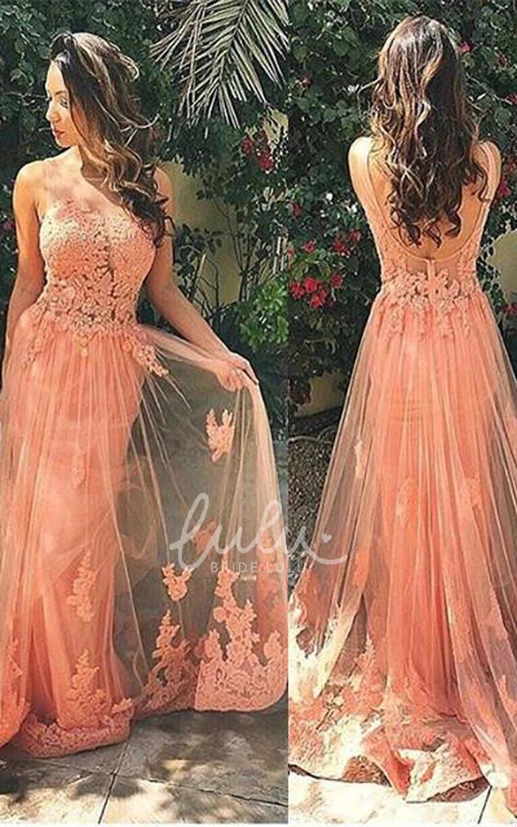 Lace Prom Dress Sleeveless Open Back Flowy Dress