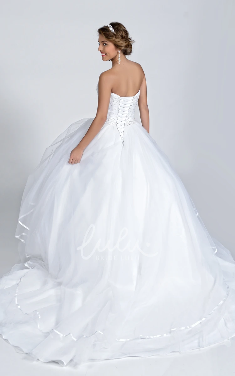 Ball Gown Organza Lace-Up Back Sequined Wedding Dress