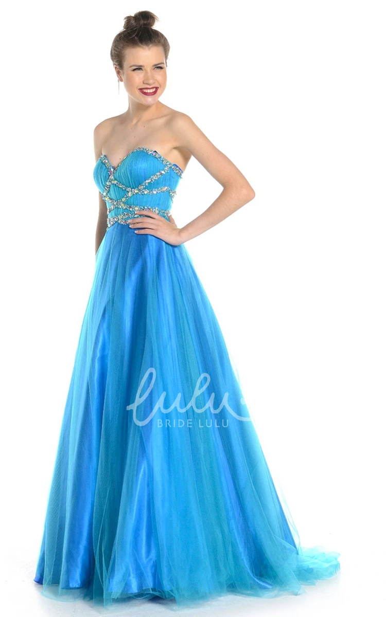 Sheath Tulle Sleeveless Prom Dress Beaded Sweetheart