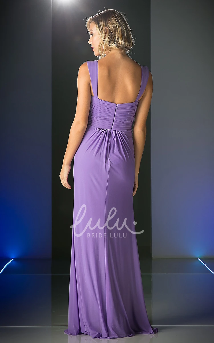 Sleeveless Chiffon Formal Dress with Criss Cross and Draping