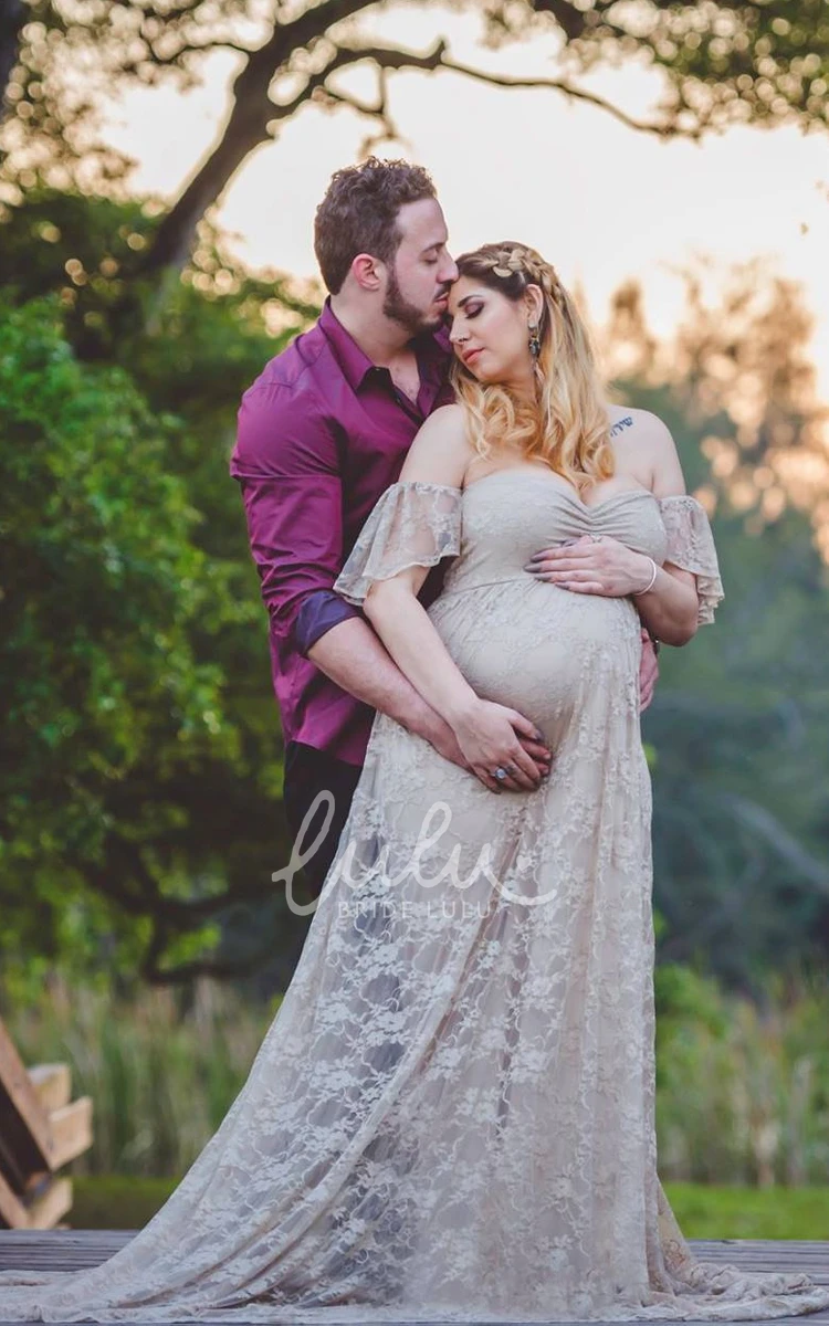 Short Sleeve Maternity Bridesmaid Dress with A-Line Silhouette