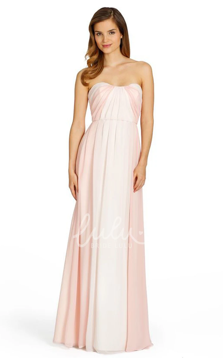 Strapless Ruched Chiffon Bridesmaid Dress with V Back Chic and Elegant