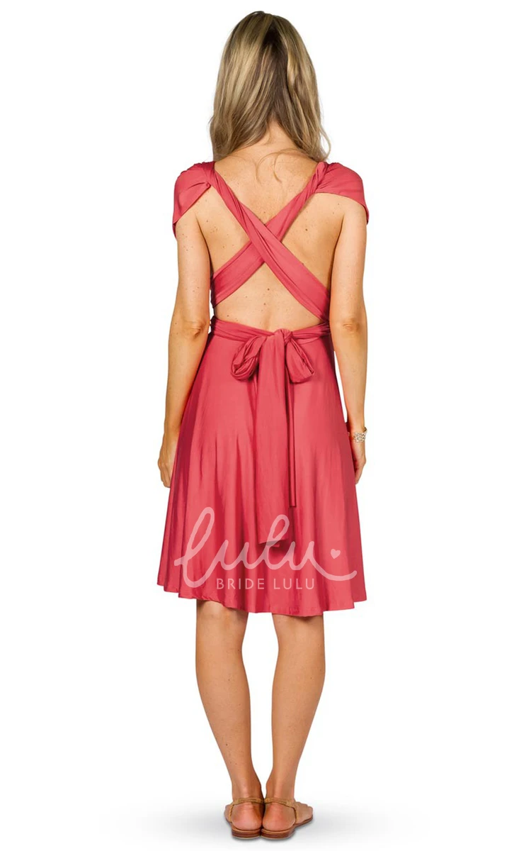 Knee-Length Sleeveless Chiffon Bridesmaid Dress with V-Neck and Ruching