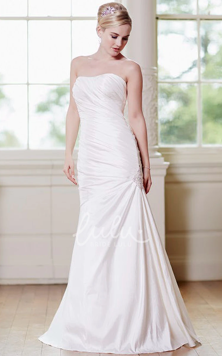 Taffeta Mermaid Lace Up Wedding Dress with Side Draping