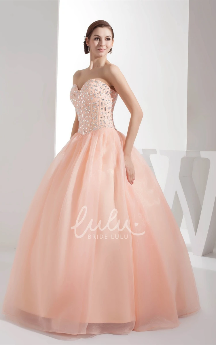 Tulle Ball Gown Prom Dress with Beading Sleeveless Sweetheart Style