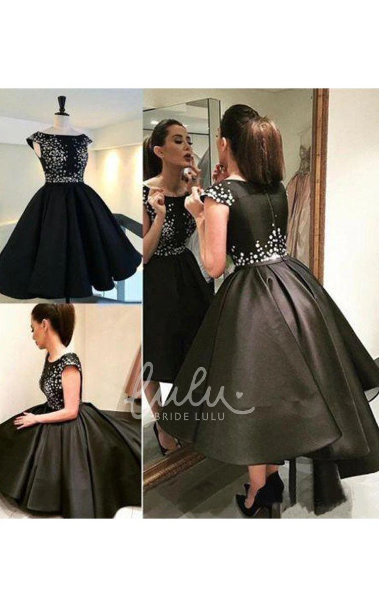 Satin Bateau High-low Ball Gown Homecoming Dress