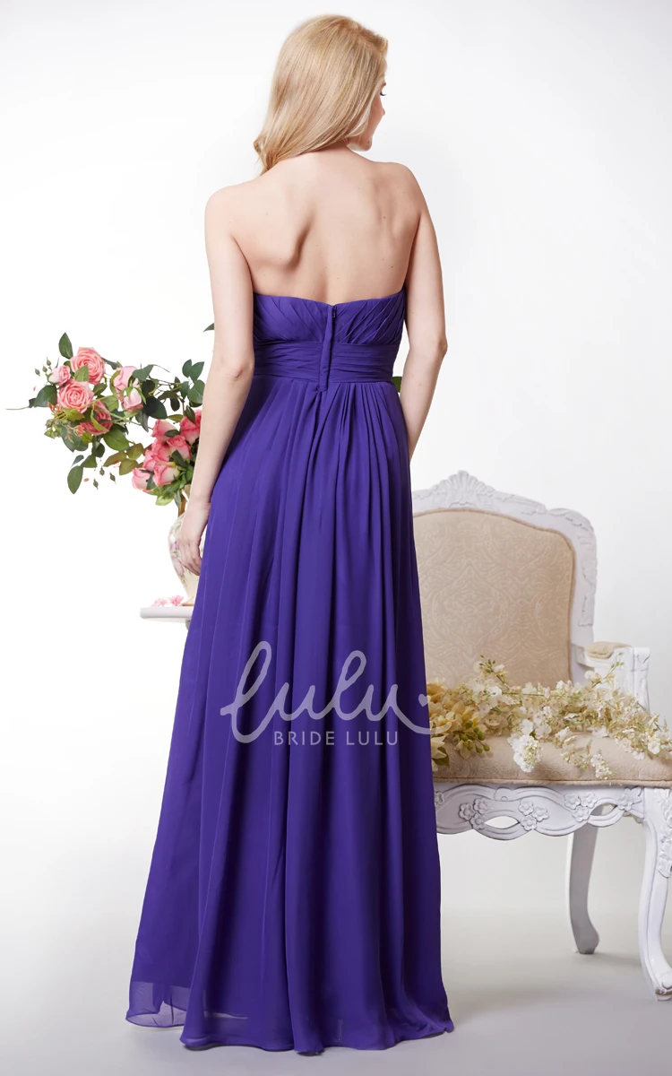 Flowy Chiffon A-line Prom Dress with Pleats and Open Back