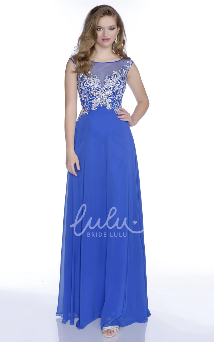 Chiffon A-Line Prom Dress with Low-V Back and Bateau Neckline Modern Prom Dress 2024