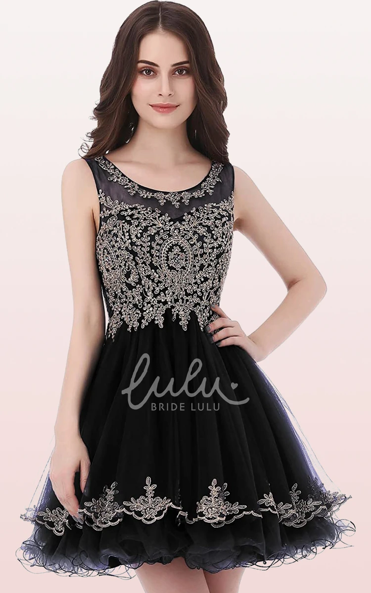 Sleeveless Tulle A-Line Homecoming Dress with Embroidery Romantic and Dreamy