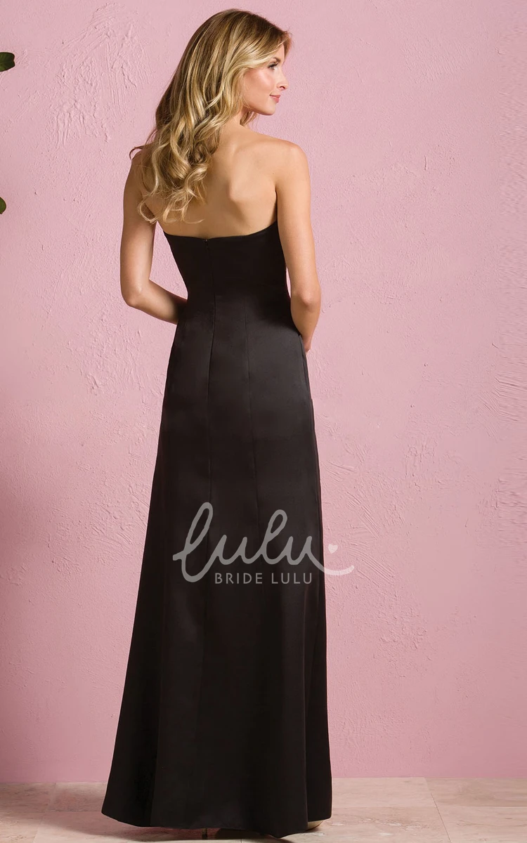 Satin Floor-Length Bridesmaid Dress with Ruches Classy Bridesmaid Dress