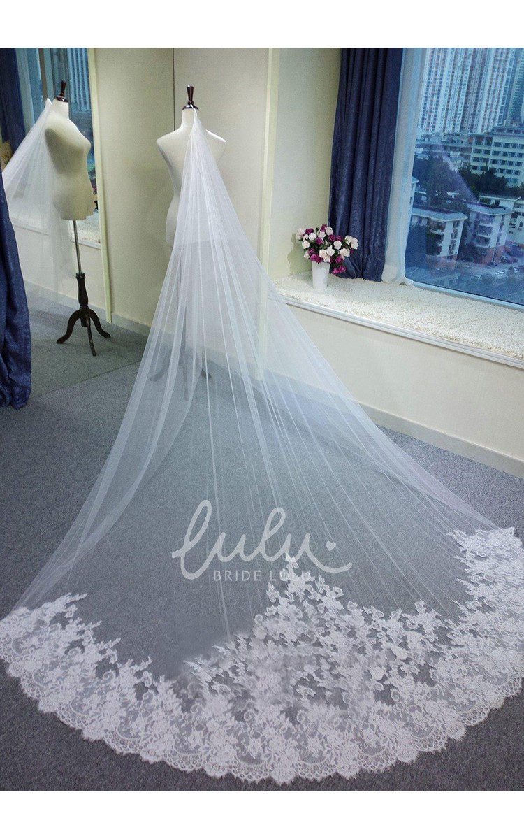 Wedding veil, lace edge - single selling layer soft tulle wedding veil, 43 inches, 110cm - ivory veil, 43