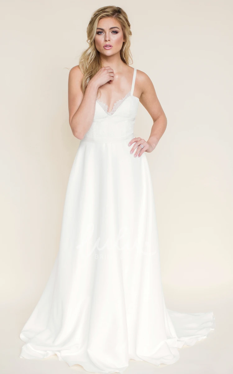 Spaghetti Sheath Lace Short-Sleeve Wedding Dress