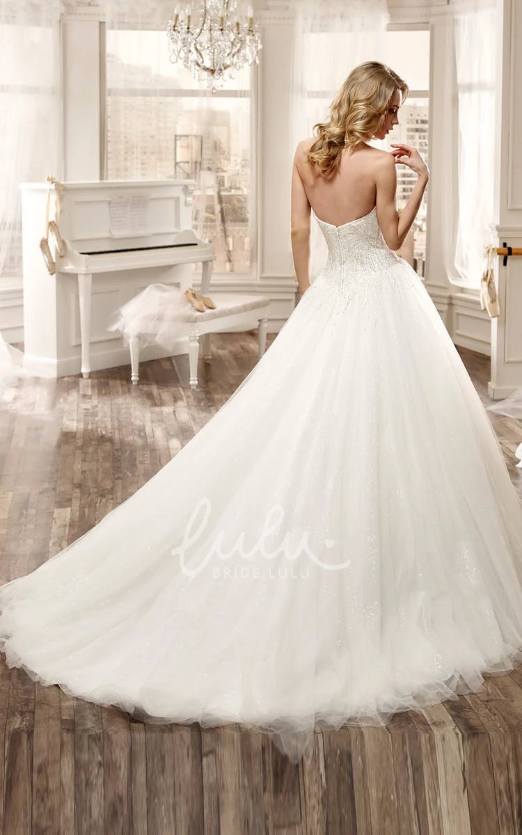 Beaded Sweetheart Wedding Dress with Long Ruched Tulle Skirt Unique