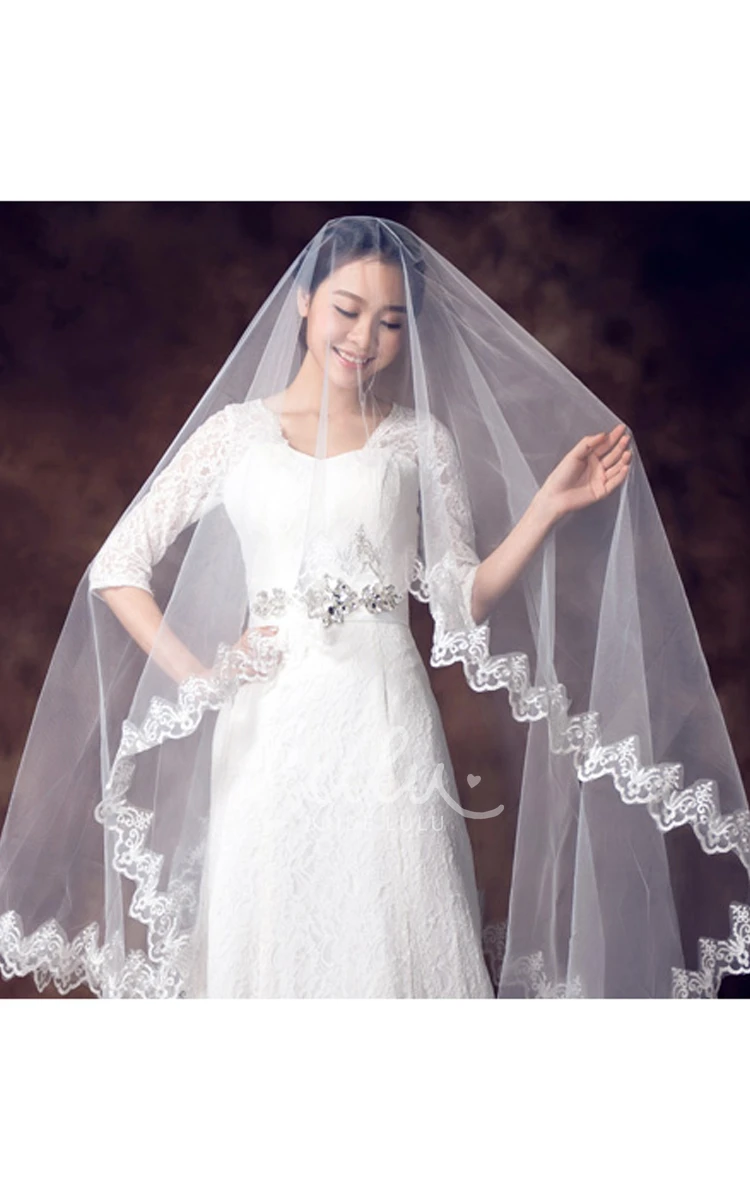 Simple Lace Applique Bridal Veil Beautiful Wedding Dress Accessory