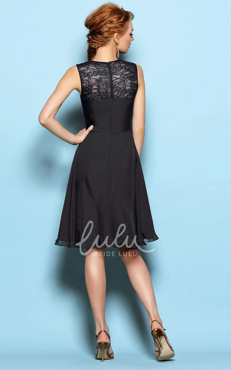 Short Lace A-Line Bridesmaid Dress with Square Neck