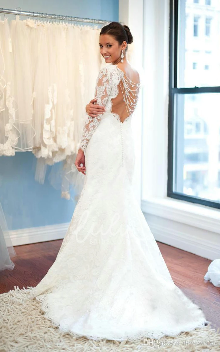 Elegant White Lace Wedding Dress with Long Sleeves Modern & Chic