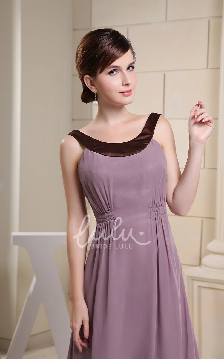 Ruched A-Line Chiffon Formal Dress with Sweep Train