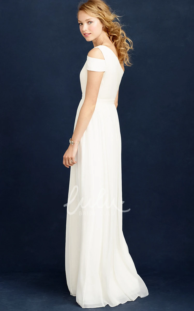 Chiffon One-Shoulder Ruched Wedding Dress Elegant & Flowy