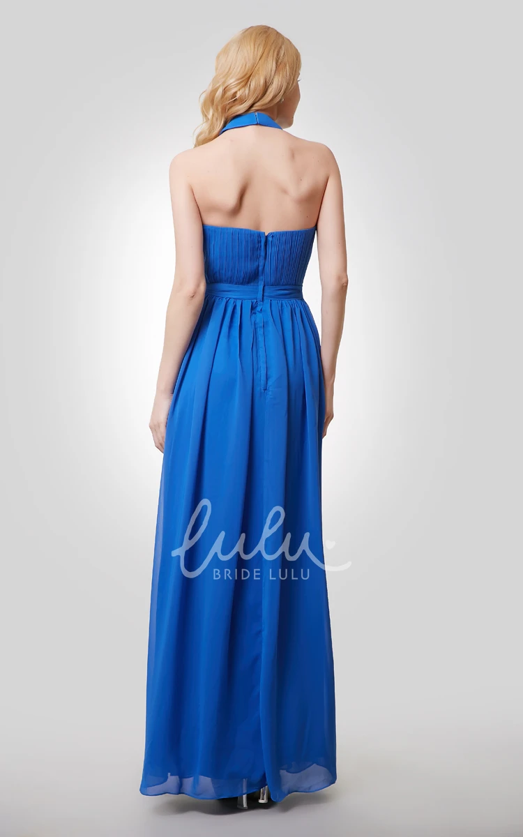 A-Line Halter Chiffon Dress with Keyhole Elegant Bridesmaid Dress