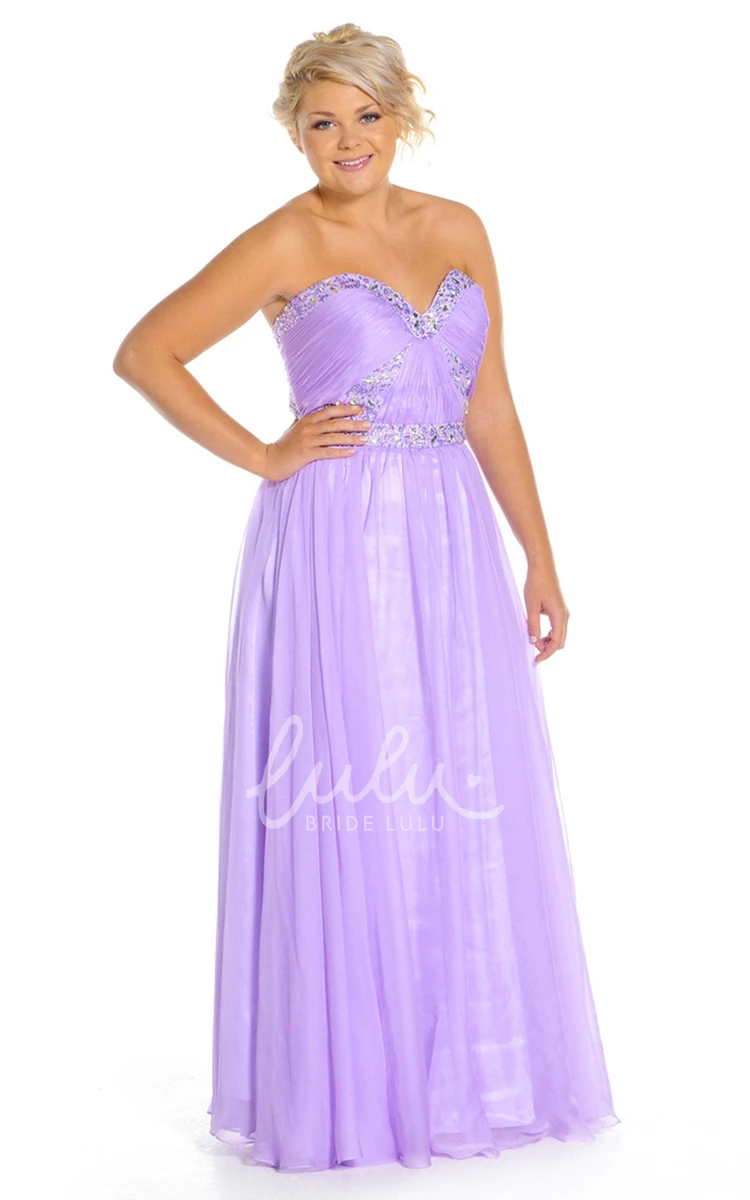 Beaded Chiffon Sweetheart Prom Dress Sleeveless Floor-Length