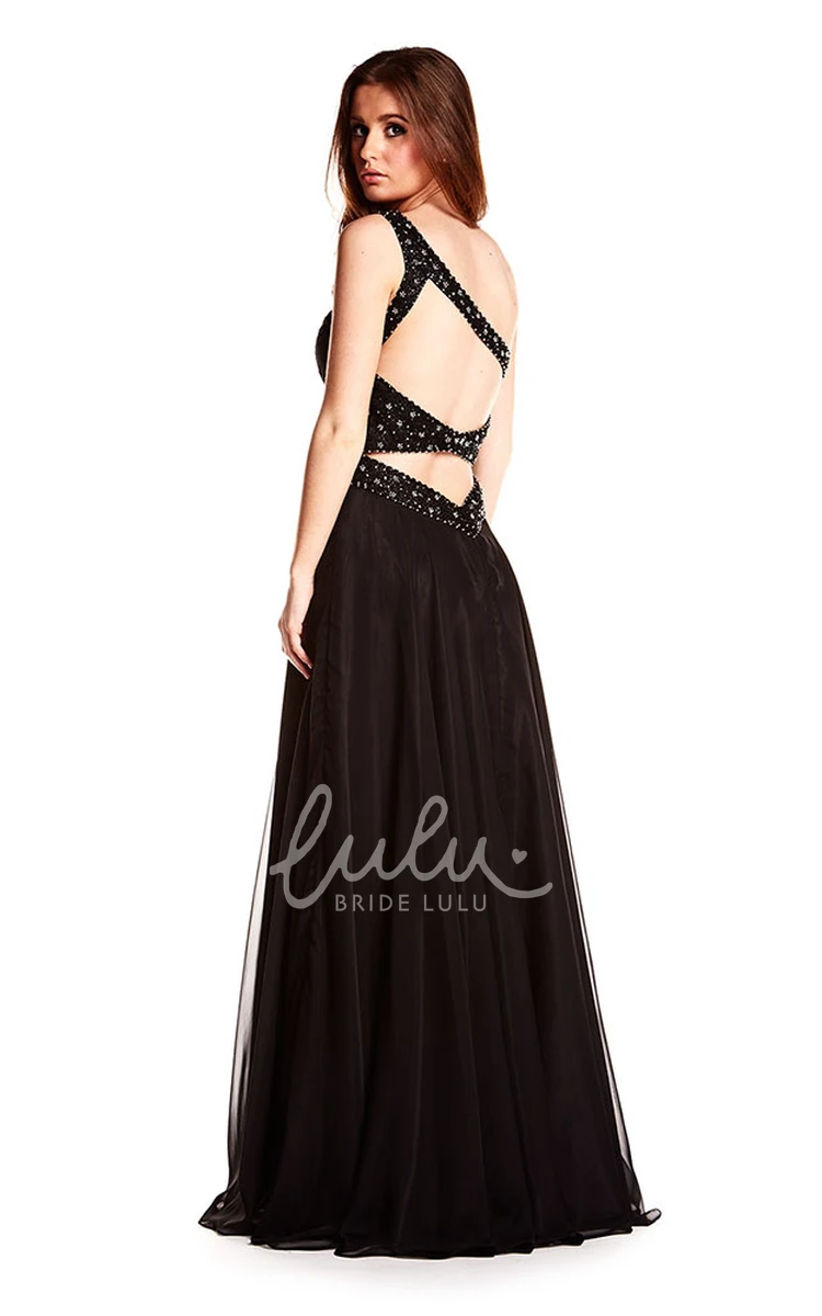 Beaded One-Shoulder Chiffon Prom Dress with Waist Jewelry Elegant Prom Dress